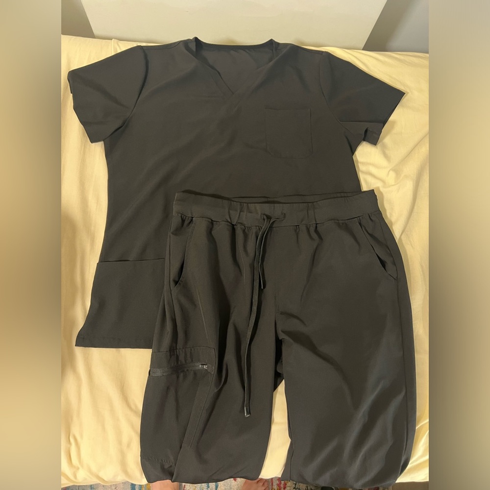 Black Scrub Top and Joggers Bundle